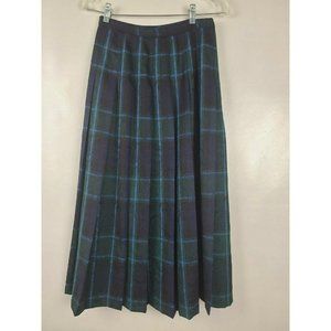 Pendleton Blue Green Plaid Wool Academia Maxi Skirt Size 6